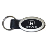 Honda Civic Keychain & Keyring - Black Leather Oval (KC3210.CIV)