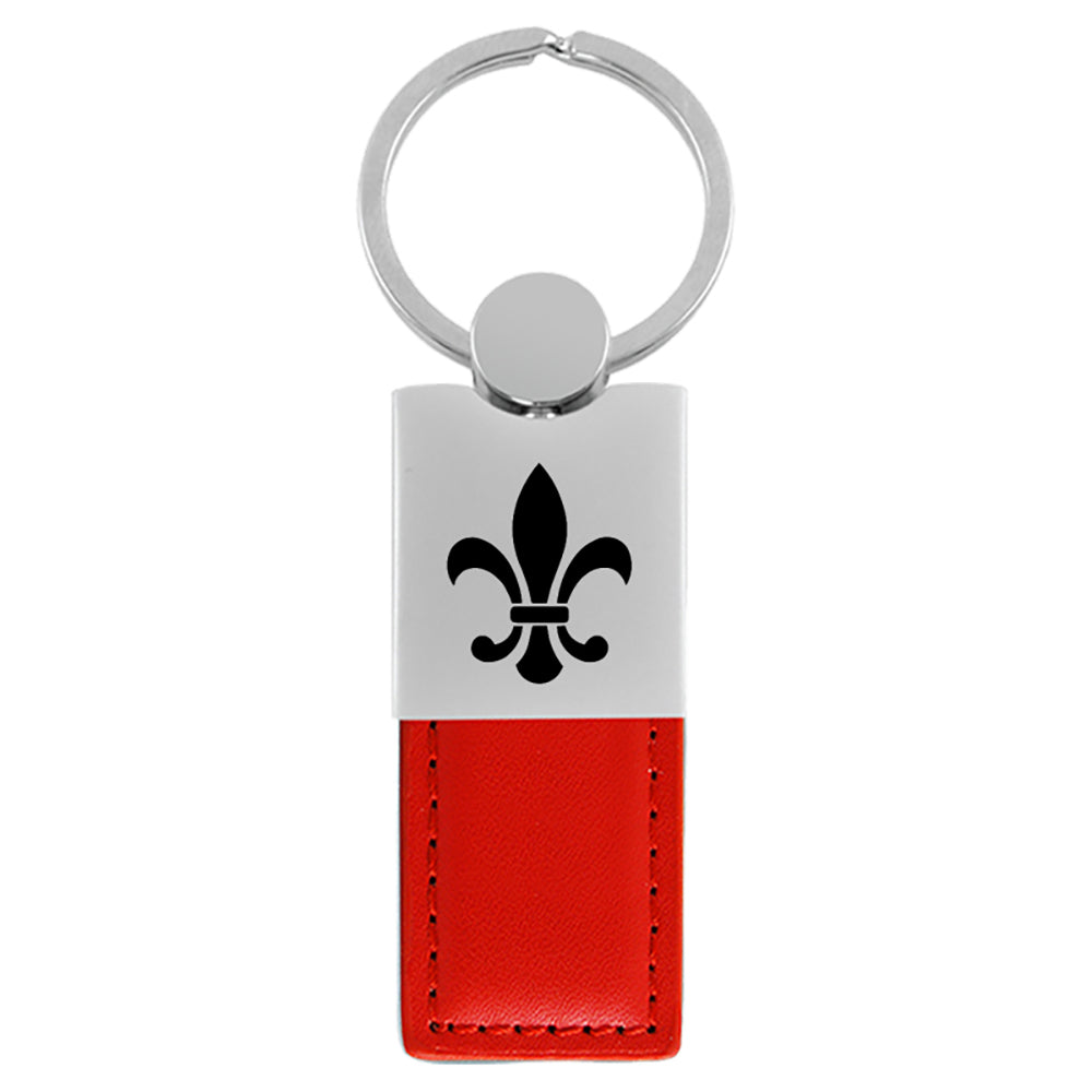 Fleur-De-Lis Keychain & Keyring - Duo Premium Red Leather (KC1740