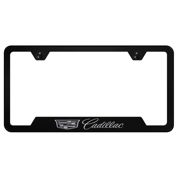 Cadillac (New Logo) License Plate Frame - Laser Etched Cut-Out Frame - Black (GF.CAD3.EB)