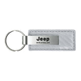 Jeep Wrangler Keychain & Keyring - White Carbon Fiber Texture Leather (KC1557.WRA)