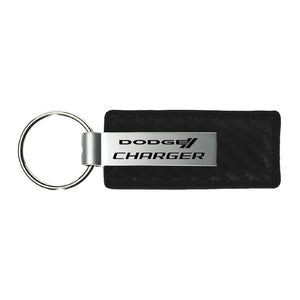 Dodge Charger Keychain & Keyring - Carbon Fiber Texture Leather (KC1550.CHG)