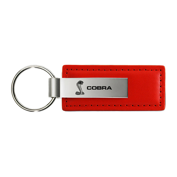 Ford Mustang Shelby Cobra Keychain & Keyring - Red Premium Leather (KC1542.COB)