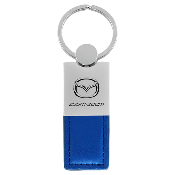 Mazda Zoom Zoom Keychain & Keyring - Duo Premium Blue Leather (KC1740.ZOO.BLU)
