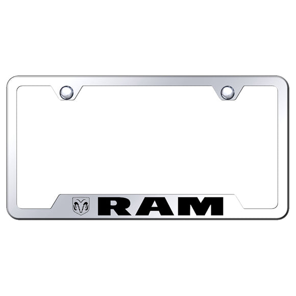 Dodge Ram License Plate Frame - Laser Etched Cut-Out Frame - Stainless Steel (GF.RAM.EC)