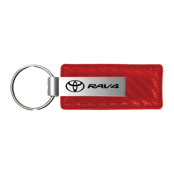 Toyota RAV4 Keychain & Keyring - Red Carbon Fiber Texture Leather (KC1552.RAV)