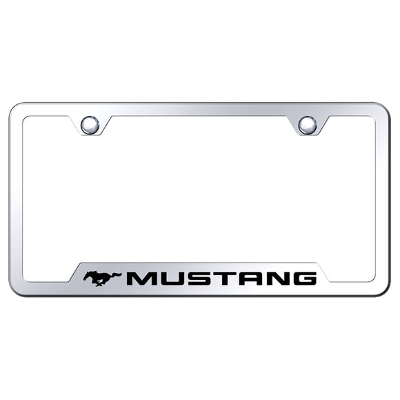 Ford Mustang License Plate Frame - Laser Etched Cut-Out Frame - Stainless Steel (GF.MUS.EC)