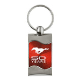 Ford Mustang 50 Years Keychain & Keyring - Red Wave (KC3075.MUS5Y.RED)