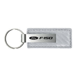 Ford F-150 Keychain & Keyring - White Carbon Fiber Texture Leather (KC1557.F15)