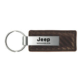 Jeep Wrangler Keychain & Keyring - Brown Carbon Fiber Texture Leather (KC1551.WRA)