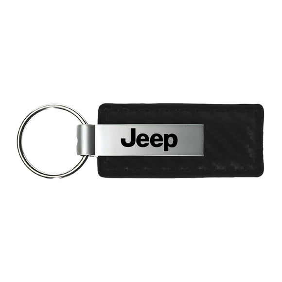 Jeep Keychain & Keyring - Carbon Fiber Texture Leather (KC1550.JEE)