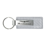 Ford Thunderbird Keychain & Keyring - White Carbon Fiber Texture Leather (KC1557.THU)