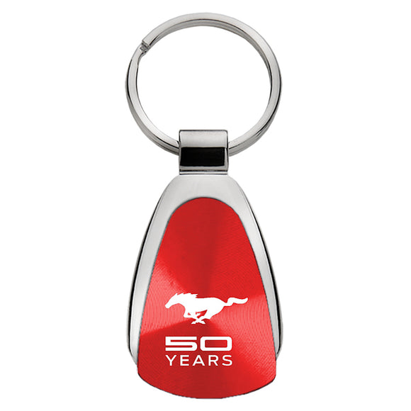 Ford Mustang 50 Year Keychain & Keyring - Red Teardrop (KCRED.MUS5Y)