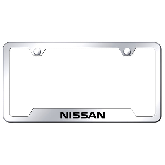 Nissan License Plate Frame - Laser Etched Cut-Out Frame - Stainless Steel (GF.NIS.EC)