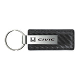 Honda Civic Keychain & Keyring - Gun Metal Carbon Fiber Texture Leather (KC1559.CIV)