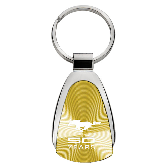 Ford Mustang 50 Years Keychain & Keyring - Gold Teardrop (KCGOLD.MUS5Y)