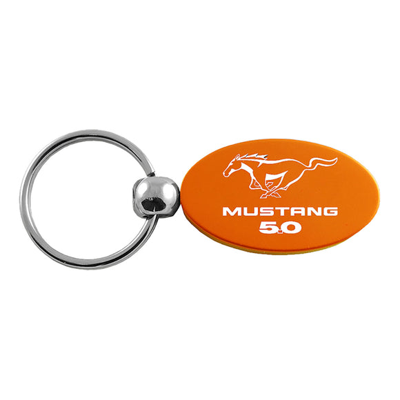 Ford Mustang 5.0 Keychain & Keyring - Orange Oval (KC1340.MUS50.ORA)