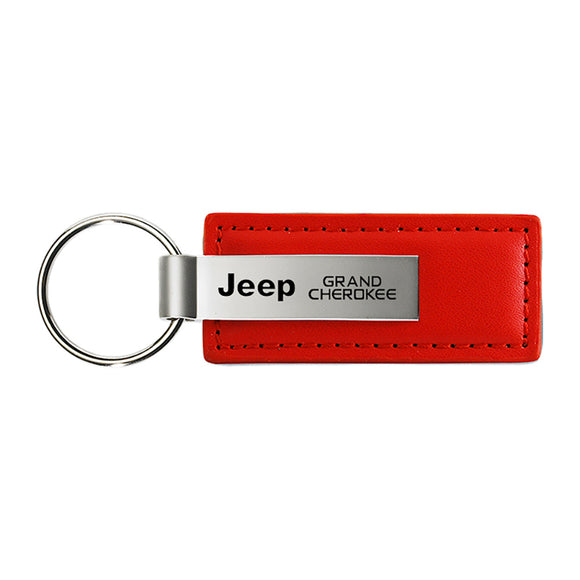 Jeep Grand Cherokee Keychain & Keyring - Red Premium Leather (KC1542.GRA)