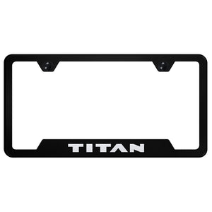 Nissan Titan License Plate Frame - Laser Etched Cut-Out Frame - Black (GF.TIT.EB)