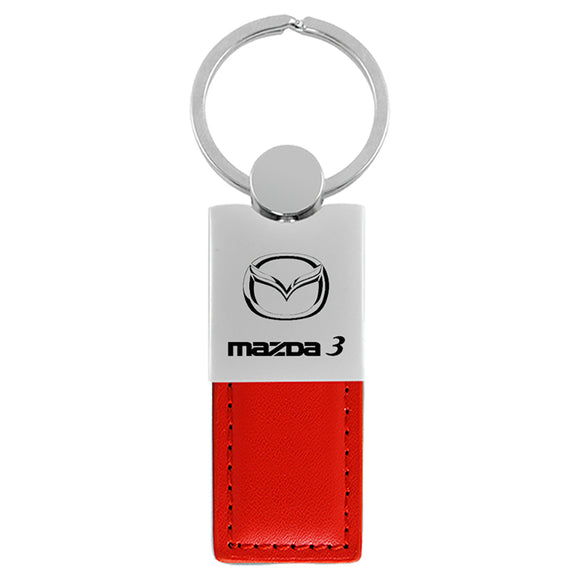 Mazda 3 Keychain & Keyring - Duo Premium Red Leather (KC1740.MZ3.RED)
