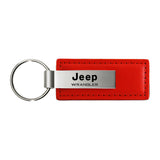 Jeep Wrangler Keychain & Keyring - Red Premium Leather (KC1542.WRA)