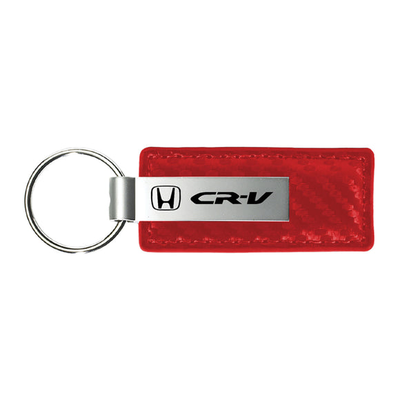 Honda CR-V Keychain & Keyring - Red Carbon Fiber Texture Leather (KC1552.CRV)