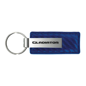 Jeep Gladiator Keychain & Keyring - Blue Carbon Fiber Texture Leather (KC1553.GLAD)
