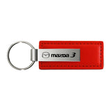 Mazda 3 Keychain & Keyring - Red Premium Leather (KC1542.MZ3)