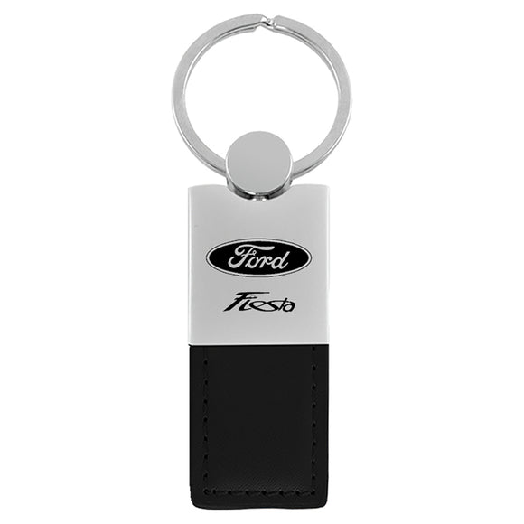 Ford Fiesta Keychain & Keyring - Duo Premium Black Leather (KC1740.FIE.BLK)