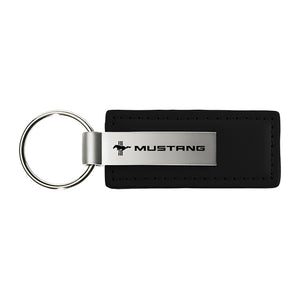 Ford Mustang Tri-Bar Keychain & Keyring - Premium Leather (KC1540.MUSTB)