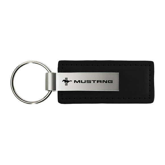Ford Mustang Tri-Bar Keychain & Keyring - Premium Leather (KC1540.MUSTB)