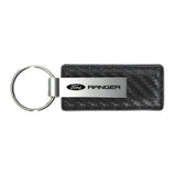 Ford Ranger Keychain & Keyring - Gun Metal Carbon Fiber Texture Leather (KC1559.RNG)