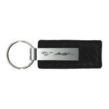 Ford Mustang Script Keychain & Keyring - Carbon Fiber Texture Leather (KC1550.MUSS)
