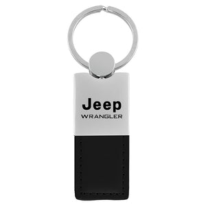 Jeep Wrangler Keychain & Keyring - Duo Premium Black Leather (KC1740.WRA.BLK)