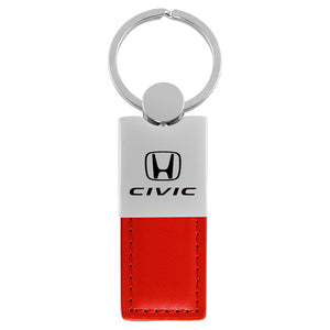 Honda Civic Keychain & Keyring - Duo Premium Red Leather (KC1740.CIV.RED)