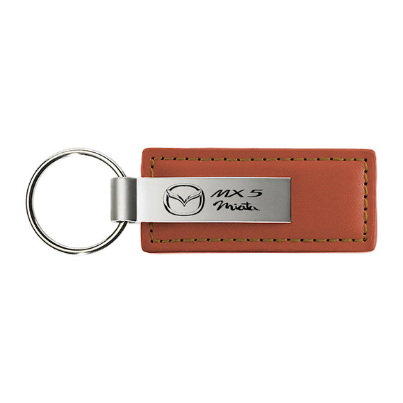 Mazda Miata MX-5 Keychain & Keyring - Brown Premium Leather (KC1541.MIA)