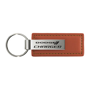 Dodge Charger Keychain & Keyring - Brown Premium Leather (KC1541.CHG)