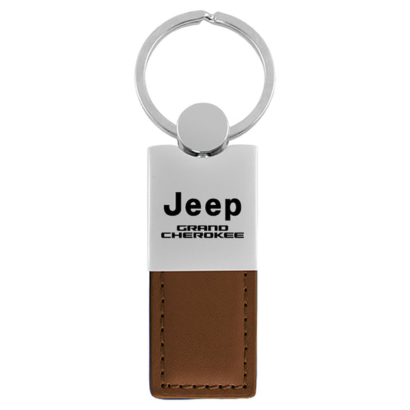 Jeep Grand Cherokee Keychain & Keyring - Duo Premium Brown Leather (KC1740.GRA.BRN)