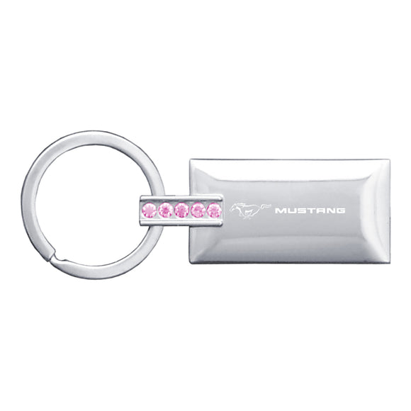 Ford Mustang Keychain & Keyring - Rectangle with Bling Pink (KC9121P.MUS)