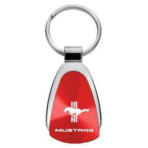 Ford Mustang Tri-Bar Keychain & Keyring - Red Teardrop (KCRED.MUSTB)