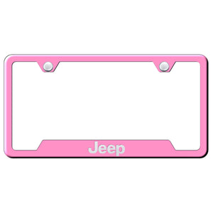 Jeep License Plate Frame - Laser Etched Cut-Out Frame - Pink (GF.JEE.EP)