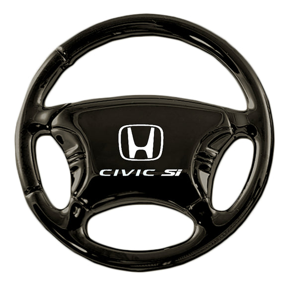 Honda Civic SI Keychain & Keyring - Black Steering Wheel (KC3019.CSI)