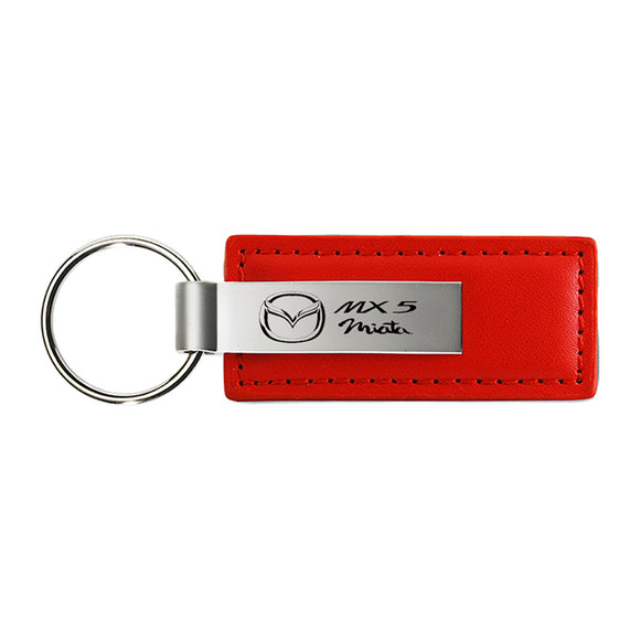 Mazda Miata MX-5 Keychain & Keyring - Red Premium Leather (KC1542.MIA)