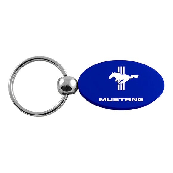 Ford Mustang Tri-Bar Keychain & Keyring - Blue Oval (KC1340.MUSTB.BLU)