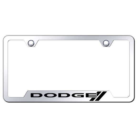 Dodge Stripe Logo License Plate Frame - Laser Etched Cut-Out Frame - Stainless Steel (GF.DODS.EC)
