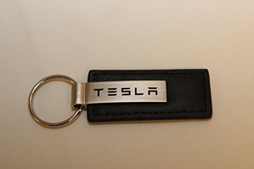 Tesla Keychain & Keyring - Black Premium Leather (KC1540.TESLA)