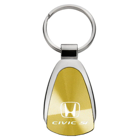 Honda Civic SI Keychain & Keyring - Gold Teardrop (KCGOLD.CSI)