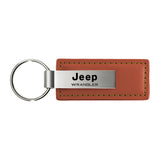 Jeep Wrangler Keychain & Keyring - Brown Premium Leather (KC1541.WRA)