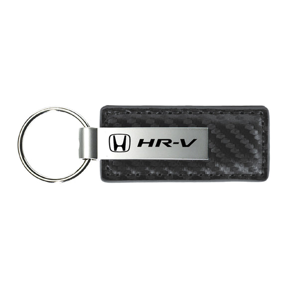 Honda HR-V Keychain & Keyring - Gun Metal Carbon Fiber Texture Leather (KC1559.HRV)