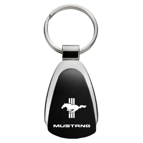 Ford Mustang Tri-Bar Logo Keychain & Keyring - Black Teardrop (KCK.MUSTB)