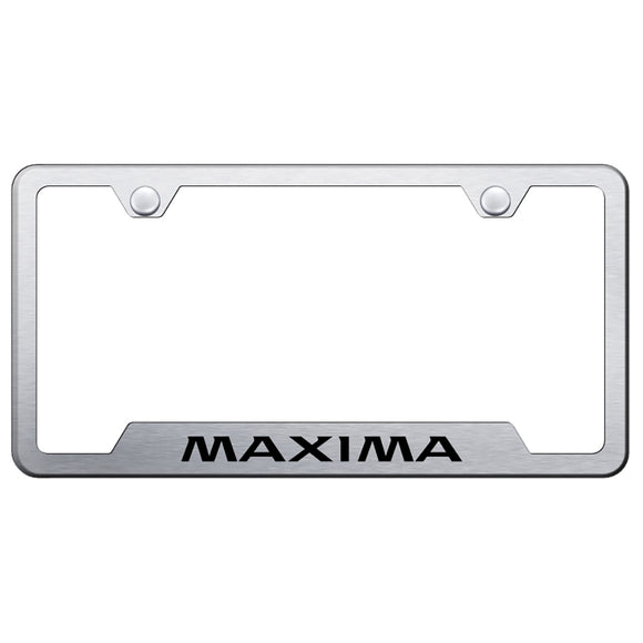 Nissan Maxima License Plate Frame - Laser Etched Cut-Out Frame - Brushed (GF.MAX.ES)